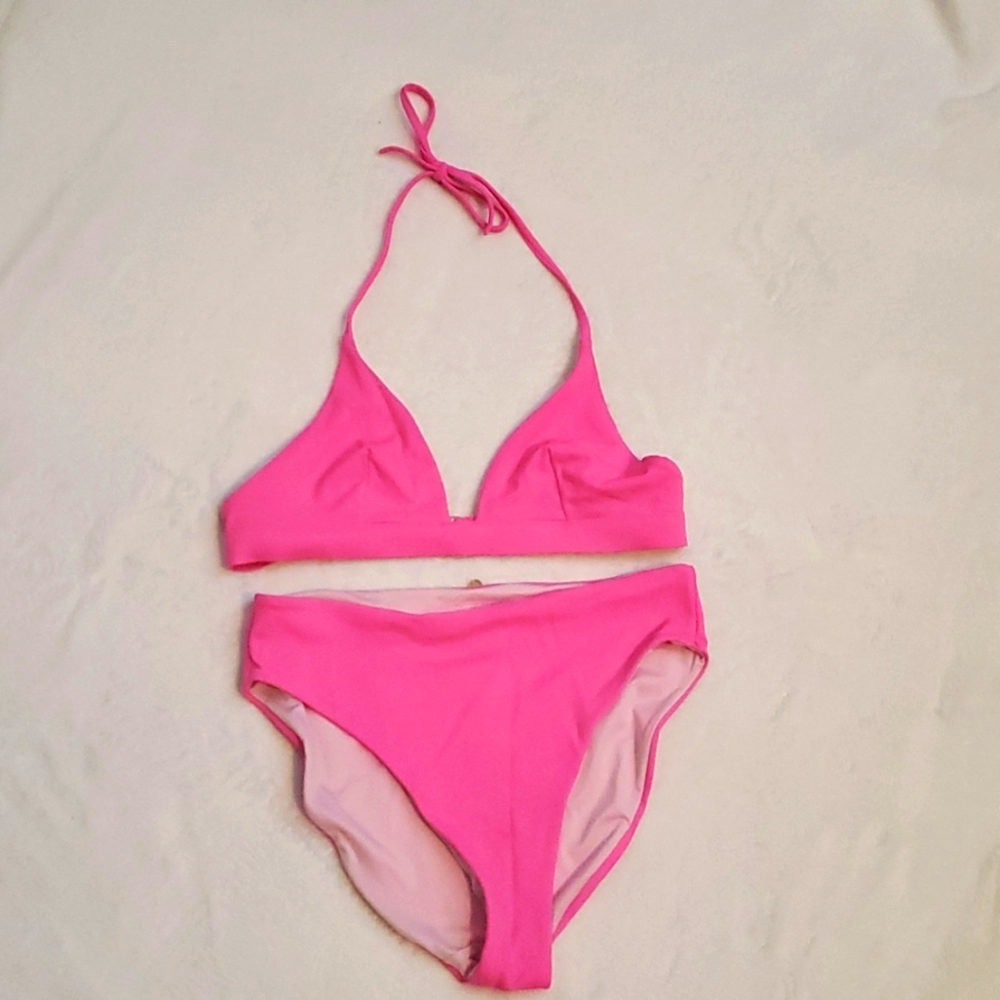 Victoria's Secret Gorgeous Pink Bikini with Gold Hardware, Size Medium